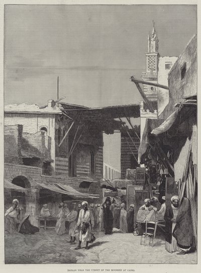 Bazar cerca de la calle de Mooskee en El Cairo de Charles Auguste Loye
